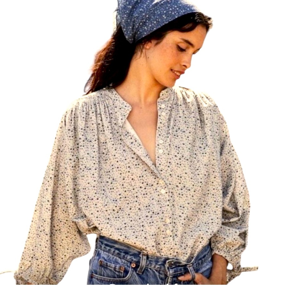 Doen Okeefe California Wildflower 100% Cotton Button Front Top, size M